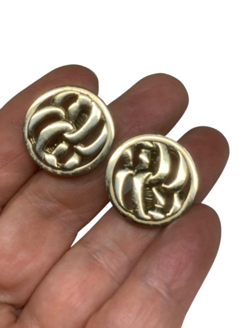 Monet Gold Tone Knotted Button Earrings